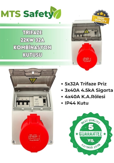 Mtsevcharger 22 Kw Vıko Sigorta Trifaze 5x32 Kaçak Akım Roleli Taşınabilir Elektrikli Araç Şarj Cihazı Kombinasyon Kutusu Pano 4x40 3x40 Sigorta 22.0 KW
