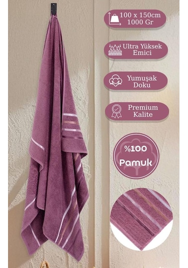 Banyo Havlusu Tekli Pamuk Bale Mürdüm