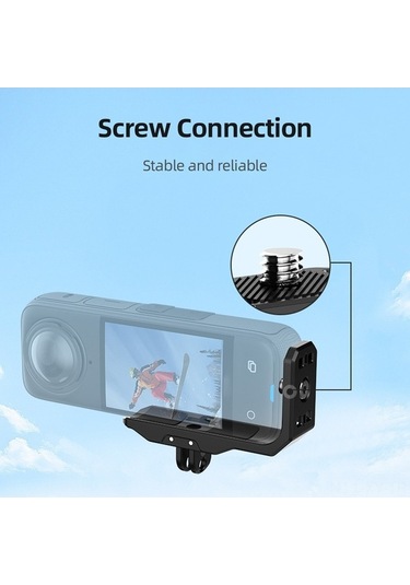 Besthome1 Insta360 X4/x3 Uyumlu Alüminyum Metal Yatay 1/4 Vida Tutucu Siyah Siyah