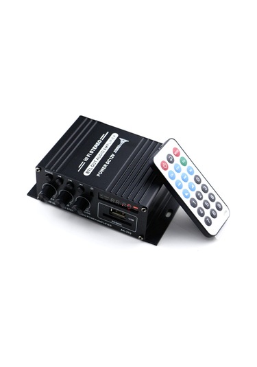 Mufunye Siyah 12v 20wx2 Bluetooth Araç/ev Amfi, Sd/usb Okuyucu, Fm Radyo, Dijital Ekran, 12v 2a-5a Girişi Güç Adaptörü Yok