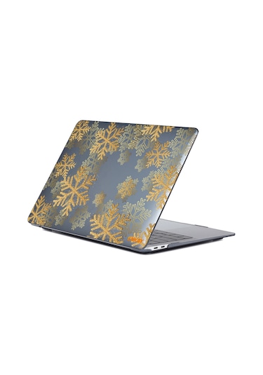 Macbook Air 13" A1932 /A2179 /A2337 Desenli Koruyucu Laptop Kılıf Altın Kar Tanesi