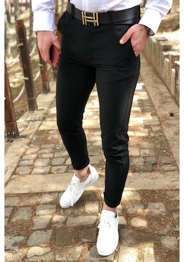 Oksit Zoom 108 Desenli Slim Fit Likralı Keten Pantolon