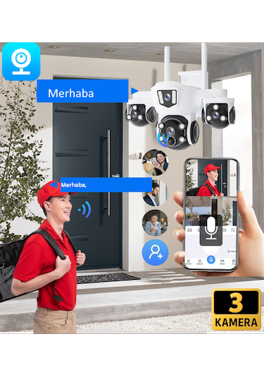 Mpia Mizu V380pro 18mp 6mp+6mp+6mp Üç Kameralı 10x Zoom Gece Görüş Wifi Sesli Türkçe