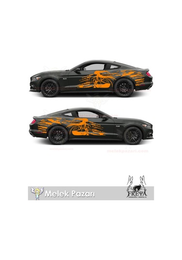 240X60cm-Samuray Kız Yan Kapı Oto Sticker, Samurai Girl Arka