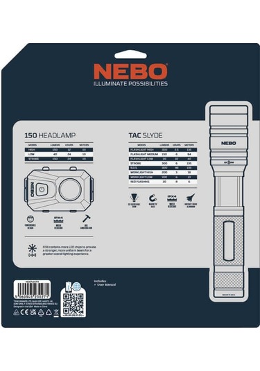Nebo Tacslyde 300 Lümen Fener + 150 Lümen Kafa Feneri Seti Ne 6746cp3 Siyah