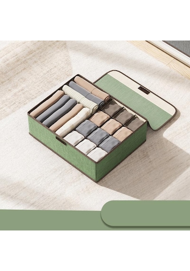 Yeşil Katlanır Çekmece Organizatör Elbise Kutusu T-shirt Kot Tayt Dolap Saklama Kutusu 13 13 Grids Yeşil