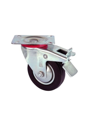 Servis Tekeri - Tablalı Frenli Siyah Döner - Çap 80 Mm Tdrtr