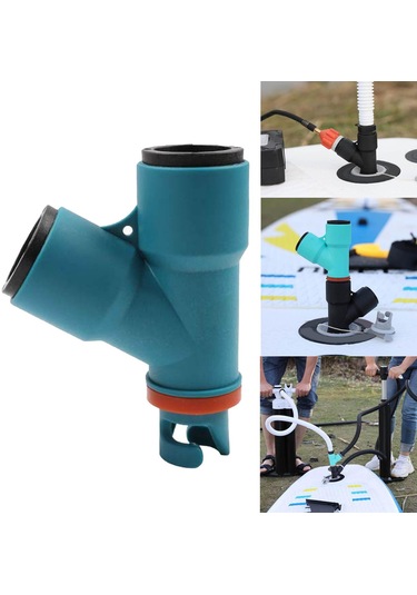 Şişme Bot Hava Valfi Adaptörü Çift Kafa Hava Pompası Adaptör Konnektörü Mavi