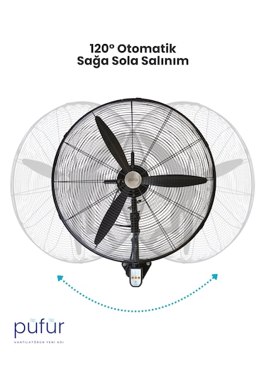 Püfür Kumandalı, Sanayi Duvar Tipi Endüstriyel Vantilatör 75 Cm