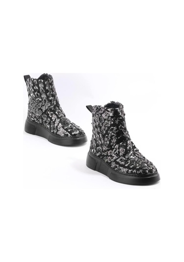 Paris Siyah Barak Nakışlı Günlük Bot-siyah Siyah