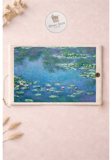 Kitap Kılıfı Ve Metal Kitap Ayracı Seti Claude Monet Nilüferler