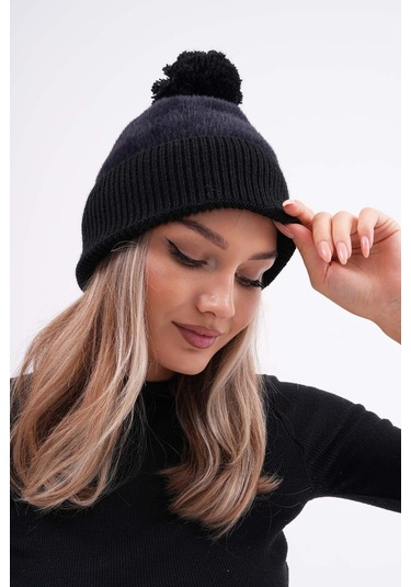 Peluş Ponponlu Bere Siyah