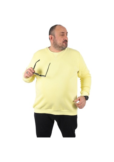 Moc Grande Mocgrande Büyük Beden Sweatshirt V Design 22742 Sarı