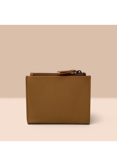 Grande Hakiki Deri Kadın Cüzdanı Küçük Boy Camel