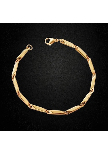 Çelik Bileklik Titanyum Melon Düz Model 2 Mm 22 Cm Altın Sarısı Gold Altın