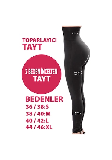 Toparlayıcı Tayt Beli Agraflı Ekstra Yüksek Bel Dalgıç Tayt SiYAH