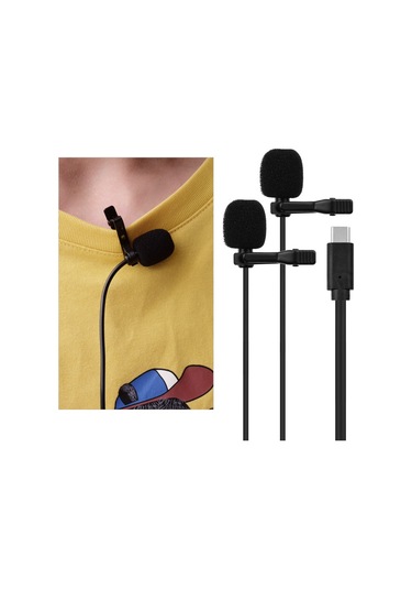 Skycıty İki Mikrofonlu, Rüzgar Yastığı Ve Depolama Torbası Bulunan Kolyeli Mikrofon, Type - C Arayüzlü Cihazlar İçin Uygun