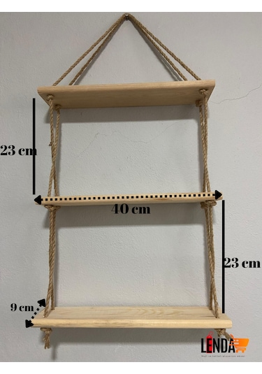 Doğal Ahşap Hazır Kurulu Dekoratif 3'lü Raf 40 Cm 9 Cm Krem