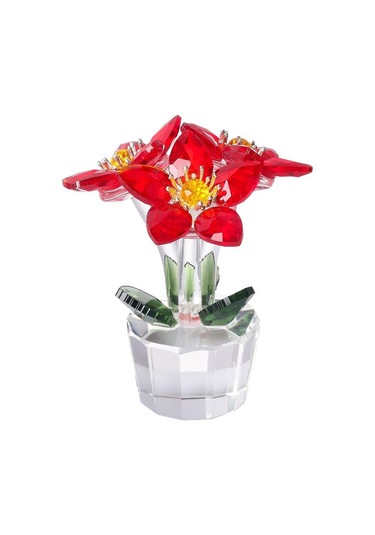 Şeffaf Taban Mini Cam Çiçek Heykeli Süsü Yapay Çiçek Figürin Yıl Dönümü Style 14