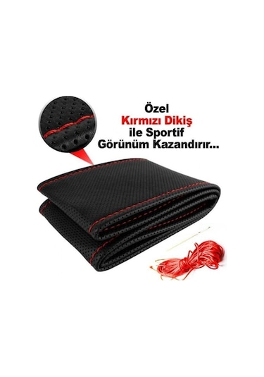 Fiat Albea 2002-2005 Direksiyon Kılıfı / Kırmızı Dikişli 05