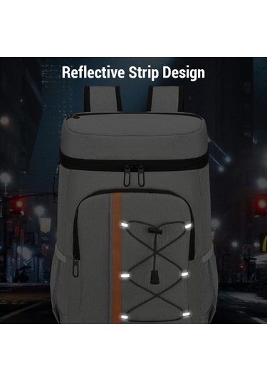 Mufunye Sıcak Soğuk İçin Çift Katlı Yalıtkan Piknik Sırt Çantası, Alüminyum Folyo, Büyük Bölmeler, Bira Açıcı, 32x46x19cm Siyah Siyah