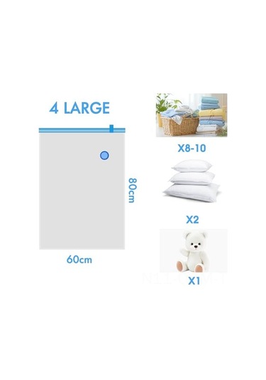Qingmipy "4'lü Vakumlu Saklama Poşeti 80x60cm - El Pompalı, Kıyafet, Yorgan, Yastık İçin"