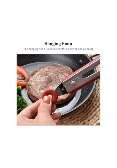 Suofeng Kırmızı Silikon & Paslanmaz Çelik Mutfak Kolu, 27 Cm 10.63 İnç , Barbekü Ve Yemek Servisi İçin, Ayaklı Olmayan Tasarım Çok Renkli