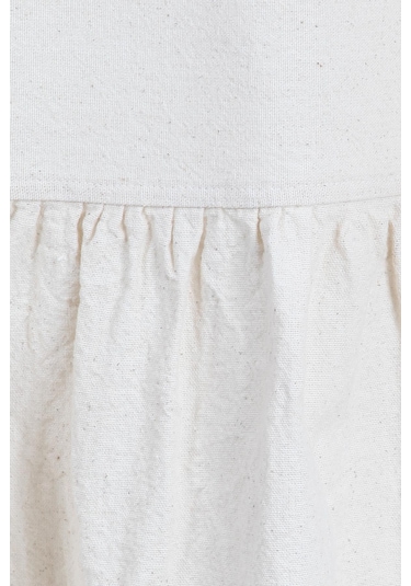 Naturel Fırfırlı Perde Rustik Vintage Krem