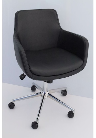 Bulut Rahat Siyah Deri Ofis Sandalyesi