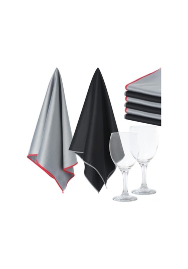 Tenfowee 6 Adet Büyük Boy Mikrofiber Temizlik Bezi Kömür-slate , İpek Dokulu, İz Ve Tokağı Yok, Cam, Pencere Ve Kristal Ürünler İçin Yeniden Kullanılabilir Gri - Siyah