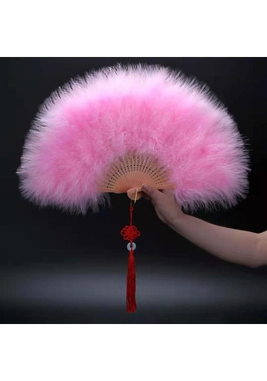 Pembe Tüy Katlanır Yelpaze Japon Tatlı Peri Kız Gotik Mahkeme Dansı El Yelpazesi