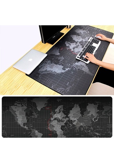 Genişletilmiş Büyük Kaymaz Dünya Haritası Desen Yumuşak Kauçuk Pürüzsüz Kumaş Yüzey Oyunu Mouse Pad Klavye Mat, Boyut: 80 X 30cm
