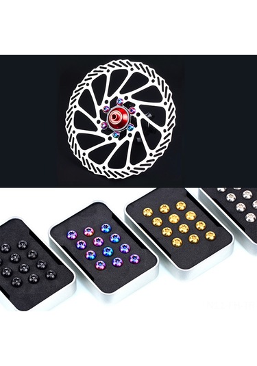 Folinda Mtb Fren Diski Fikstür Somunları - Tc4 Titan T25, M5x10mm, Ultra Hafif Ve Dayanıklı, Siyah Siyah