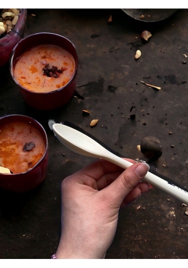 Sert Uçlu Isıya Dayanıklı Silikon Kısa Kaşık 20 Cm 2adet Krem