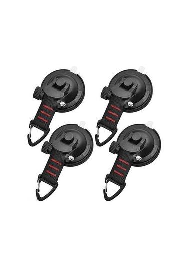 Pazly Kamp & Seyahat İçin 4'lü Vakumlu Askı Kancası - Havlu, Çadır, Tente Asma Siyah-kırmızı Siyah - Kırmızı