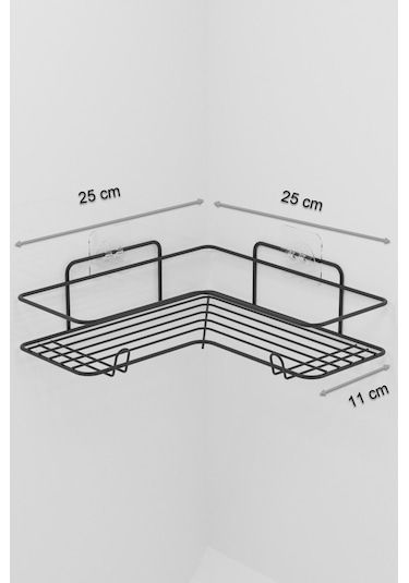 Suntel Yapışkanlı Paslanmaz Banyo Düzenleyici Köşe Rafı 2 Adet Siyah