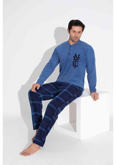 Erkek Polar Pijama Takımı Kışlık Erkek Pijama Takım Erkek Polar Takım 5214m Bej