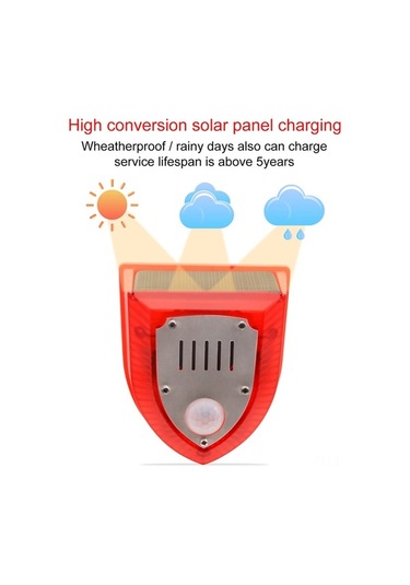 Besthome1 Güneş Enerjili Hareket Sensörlü Kırmızı Led Alarm Lambası 129db Ip65 Su Geçirmez 3 Çalışma Modu Güvenlik Lambası Ev