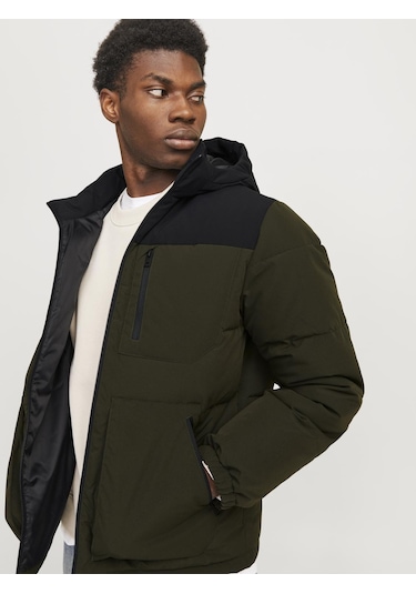 Erkek Rüzgara Dayanıklı Kapüşonlu Puffer Mont - Otto Rosin