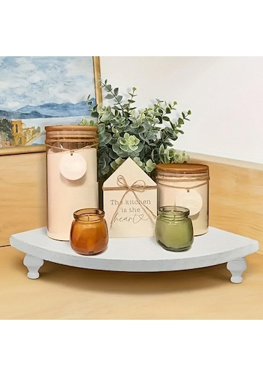 Suntek Tezgah Üstü Mutfak Parfümü Için Ahşap Köşe Raf Beyaz