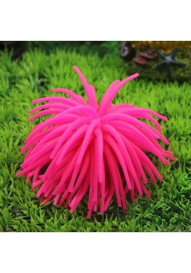 Sones Akvaryum Ürünleri Dekorasyon Tpr Simülasyon Deniz Kestanesi Top Mercan, Boyut: L, Çap: 13 Cm Pembe