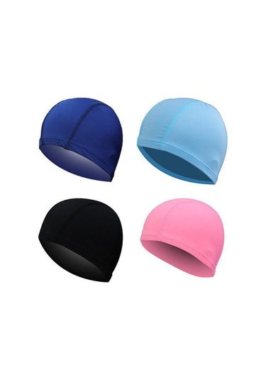 Siyah 1 Adet Düz Renk Kumaş Yüzme Şapkası Erkek Ve Kadın Uzun Saç Naylon Kumaş Şapka Erkekler Ve Kadınlar İçin Ücretsiz Boyut Düz Renk Siyah