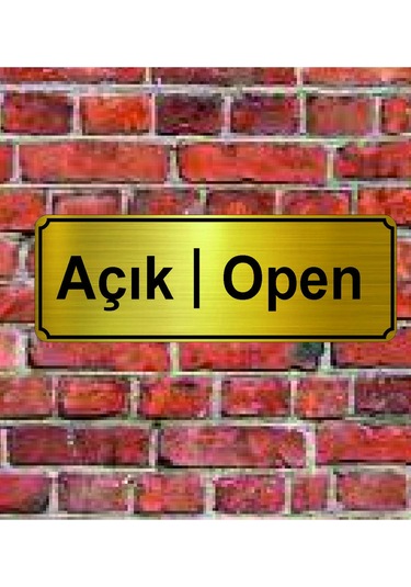 Açık/open Yazılı Metal Yönlendirme Levhası-altın 10x20 Cm