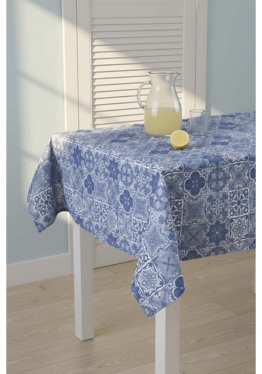 Mavi Çini Desenli Masa Örtüsü, Sofra Bezi, Piknik Örtüsü Mavi