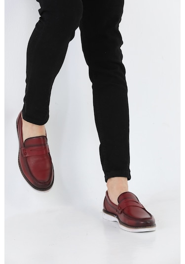 M.Karaca Hakiki Deri Ortopedik Klasik Erkek Ayakkabı Bordo