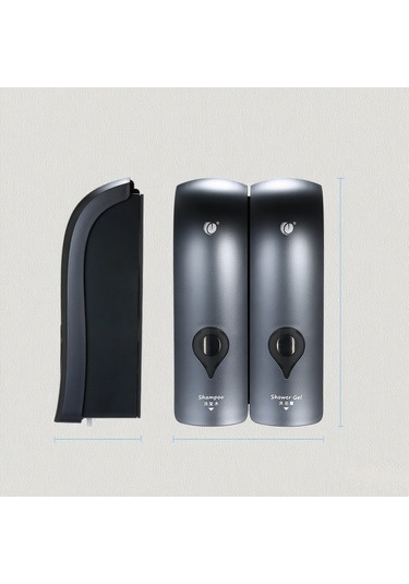 Gajeena Duvarlı Elmas Sabun Dispenseri, 2'li Başlıklı, 300ml 2, Duş Jeli Ve Şampuan Depolayıcı, Deliksiz Kurulum, Gri Gri