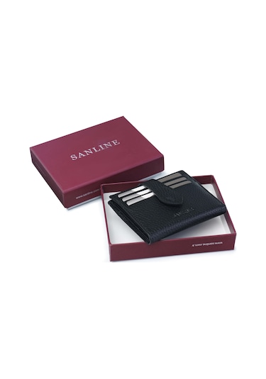 Sanline Sanlıne 800 Hakiki Deri Kartlık Görünümlü Unisex Cüzdan - Siyah