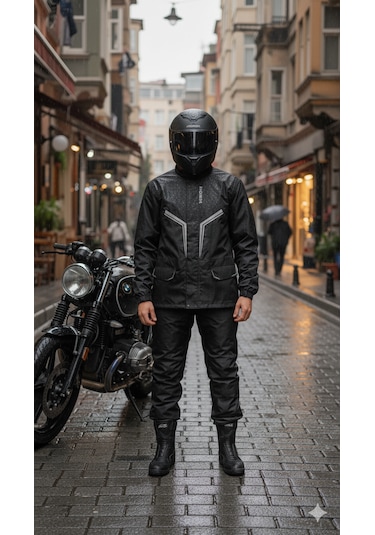 Premium Lux Yağmurluk Takım Alt Üst Su Ve Rüzgar Geçirmez Termal Motosiklet Yağmurluğu Unisex