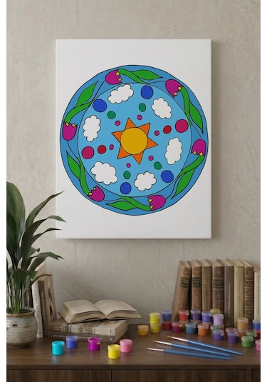 Paskalya Yumurtası Desenli Mandala Ahşap Boyama Seti 40x50 Cm