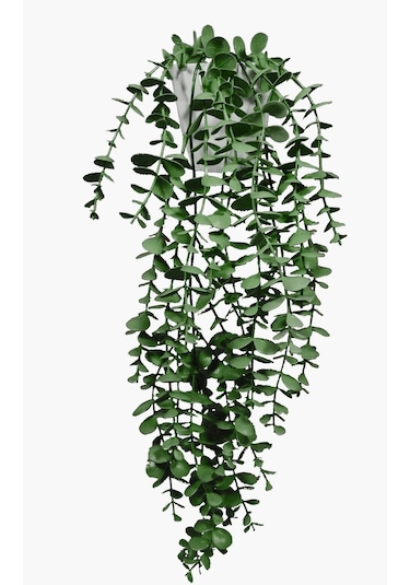 Yapay Çiçek Elmas Beyaz Saksıda Yeşil Okaliptus Sarkıtı Çok Renkli